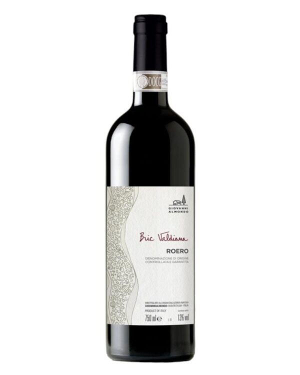 Almondo roero nebbiolo Bric Valdiana bottiglia di vino rosso prodotto in Italia, nella zona del Roero in Piemonte