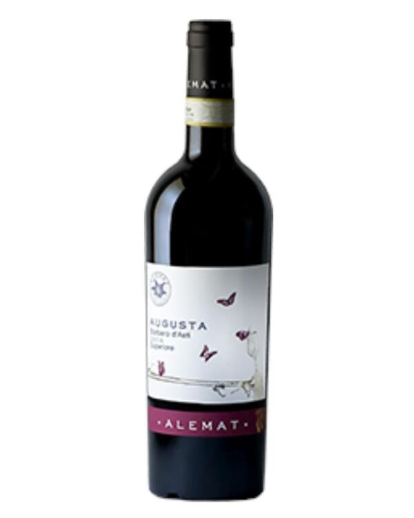 alemat barbera superiore augusta bottiglia di vino rosso prodotto in Italia, nella zona del Monferrato in Piemonte