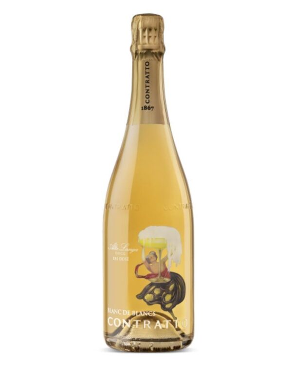 contratto alta langa blanc de blancs bottiglia di spumante prodotto in Italia, nella zona dell'alta langa in Piemonte