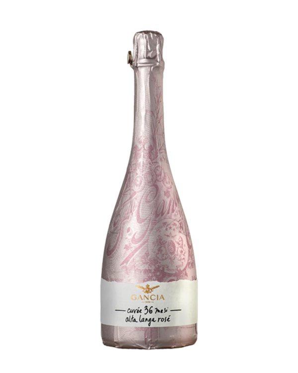 gancia alta langa 36 mesi rosè brut bottiglia di vino rose prodotta in italia, da uve pinot nero e chardonnay