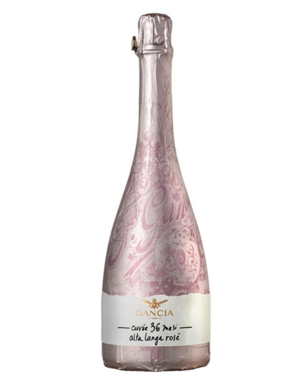 gancia alta langa 36 mesi rosè brut bottiglia di vino rose prodotta in italia, da uve pinot nero e chardonnay