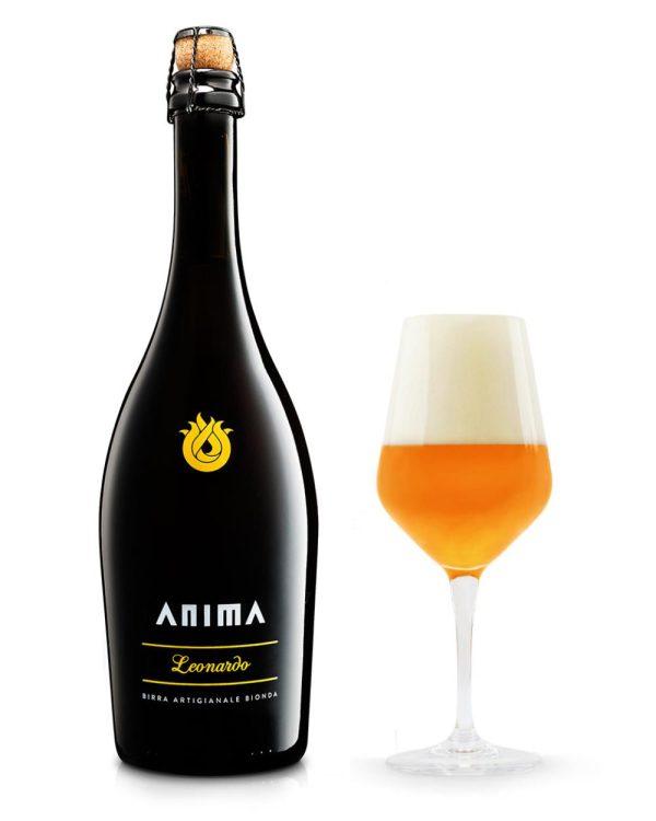 anima birra bionda leonardo bottiglia di birra artigianale prodotta in Italia, in Piemonte