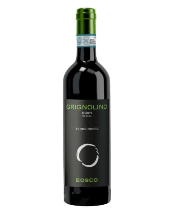 bosco grignolino terre rosse bottiglia di vino rosso prodotto in Italia, nella zona del Monferrato in Piemonte