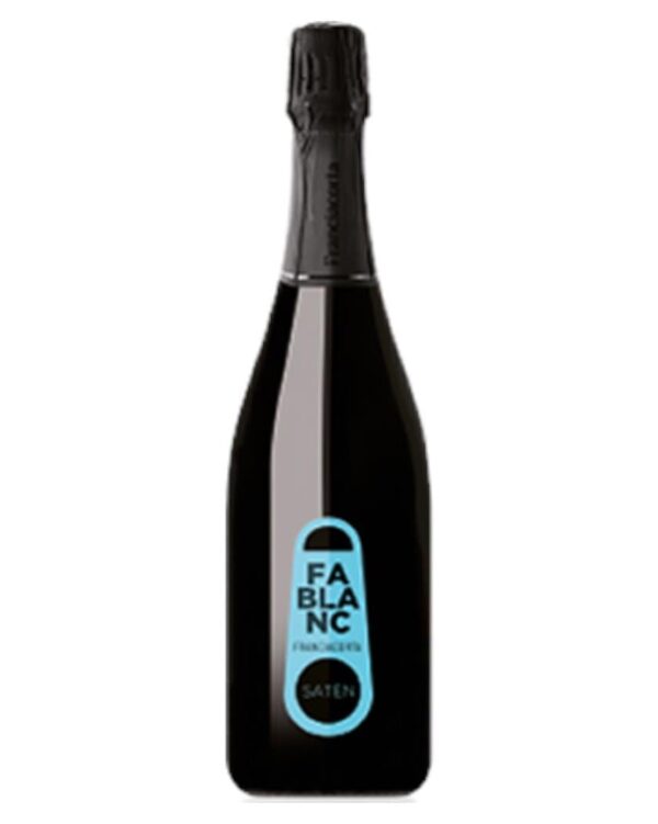 fablanc franciacorta saten bottiglia di spumante bianco prodotto in Italia, nella zona della Franciacorta in Lombardia