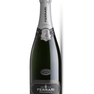 Ferrari Trentodoc Perlè Bianco Brut bottiglia di vino spumante bianco prodotto in italia, in trentino da uve chardonnay