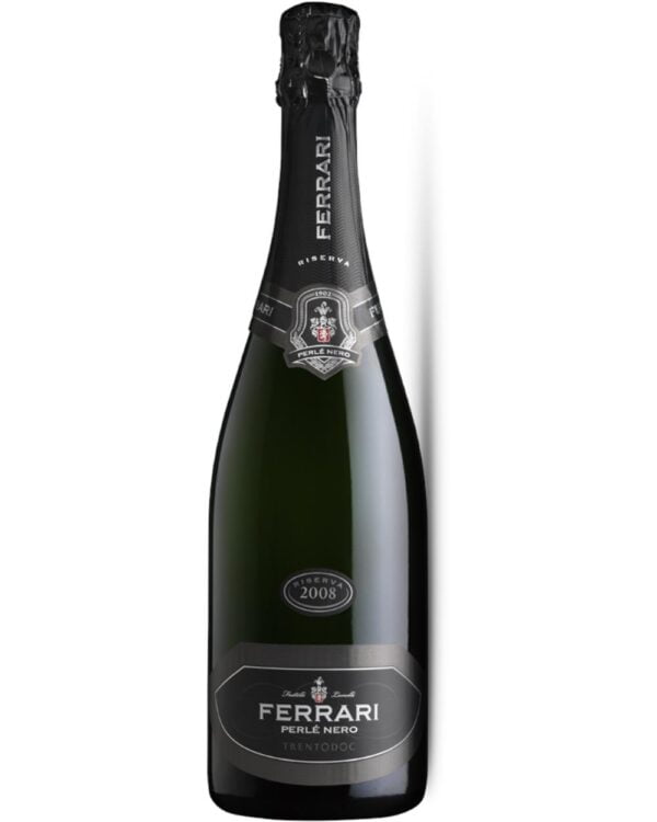 Ferrari Trento Perlè Nero Brut bottiglia di spumante bianco prodotto in Italia, da uve Pinot Nero