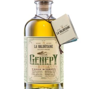 la valdotaine genepy extra bottiglia di liquore alle erbe prodotto in Italia, in Valle d'Aosta