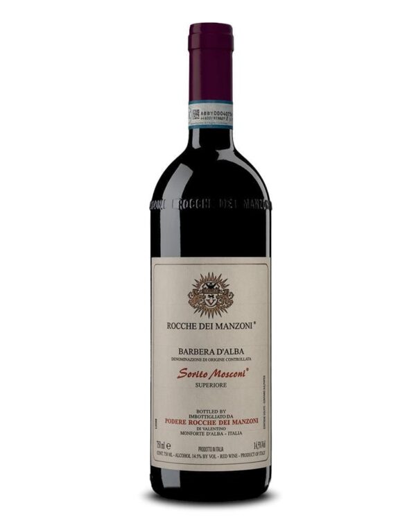 rocche dei manzoni barbera sorito mosconi bottiglia di vino rosso prodotto in Italia, nella zona delle Langhe in Piemonte