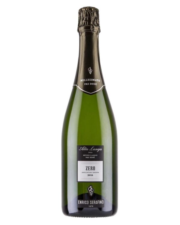 Enrico Serafino Alta Langa Zero Pas Dosè è un vino bianco spumante italiano prodotto in Piemonte nella zona dell'alta langa