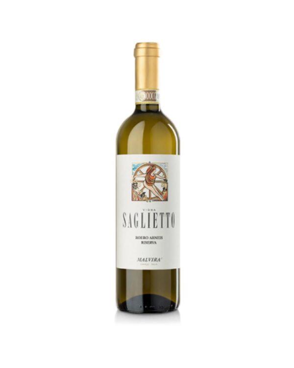 Malvirà Roero Arneis vigna Saglietto bottiglia di vino bianco prodotto in italia, nella zona del Roero in Piemonte