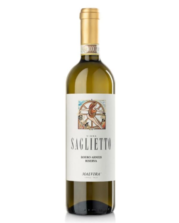 Malvirà Roero Arneis vigna Saglietto bottiglia di vino bianco prodotto in italia, nella zona del Roero in Piemonte