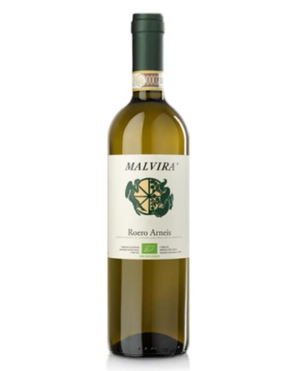 Malvirà Roero Arneis bottiglia di vino bianco prodotto in Italia nella zona del Roero in Piemonte da uve arneis