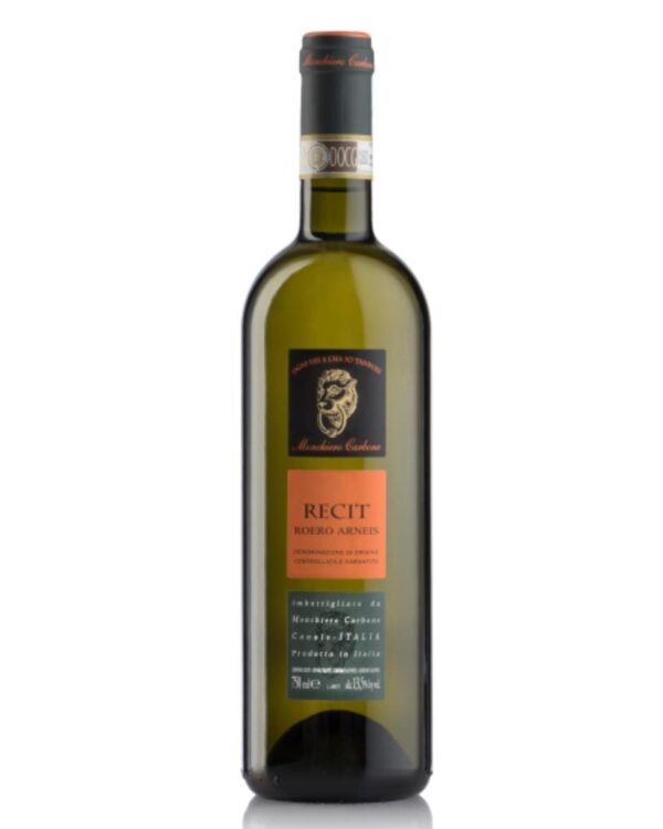 Monchiero Carbone roero arneis Recit bottiglia di vino bianco prodotto in Italia, nella zona del roero in Piemonte