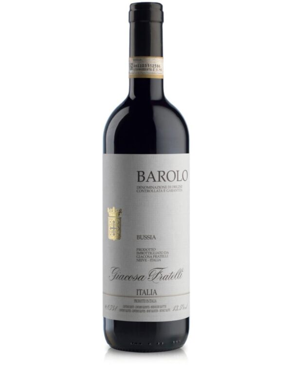 fratelli giacosa barolo bussia bottiglia di vino rosso prodotto in Italia, nella zona delle Langhe in Piemonte