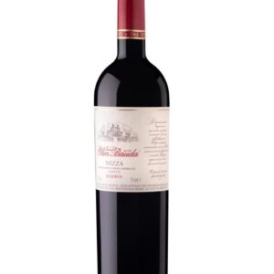 olim bauda nizza riserva bottiglia di vino rosso prodotto in Itaslia, nella zona di Nizza Monferrato in Piemonte