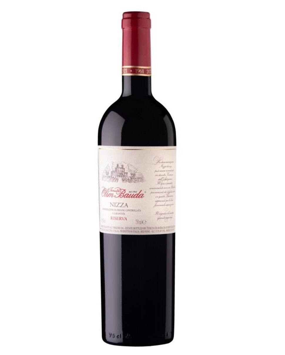 Olim Bauda Nizza riserva 2021 Sorprendente 1 olim bauda nizza riserva bottiglia di vino rosso prodotto in Itaslia, nella zona di Nizza Monferrato in Piemonte