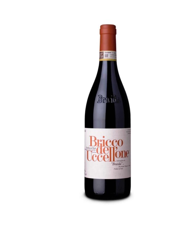 braida barbera bricco dell'uccellone bottiglia di vino rosso prodotto in Italia, nel monferrato astigiano