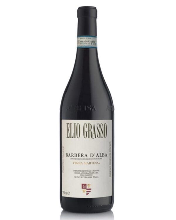 elio grasso barbera d'alba vigna martina bottiglia di vino rosso prodotto in Italia, nella zona delle Langhe in Piemonte