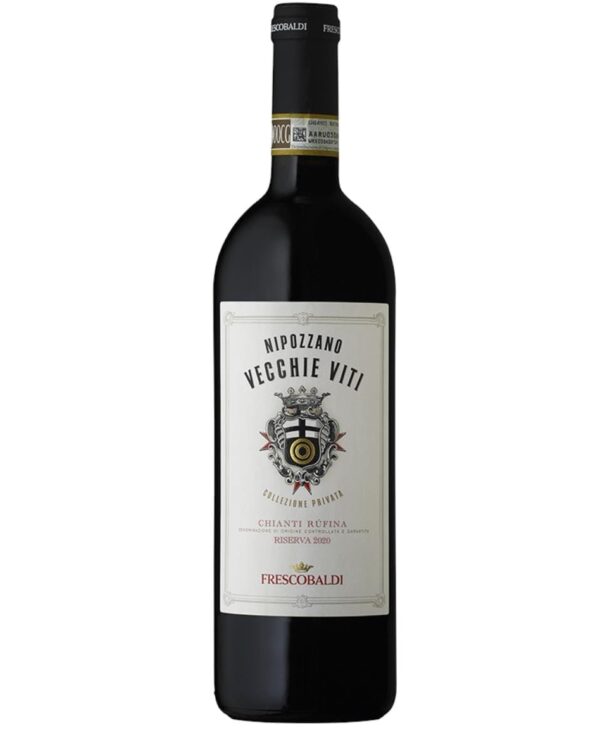 frescobaldi chianti rufina riserva nipozzano vecchie viti bottiglia di vino rosso prodotto in Italia, in Toscana