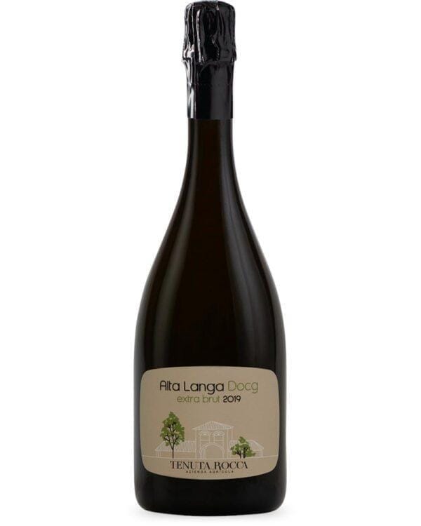 tenuta rocca alta langa extra brut bottiglia di spumante bianco prodotto in Italia, nella zona dell'alta langa in Piemonte