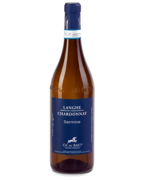 cà del baio chardonnay sermine bottiglia di vino bianco prodotto in Italia, nella zona delle Langhe in Piemonte