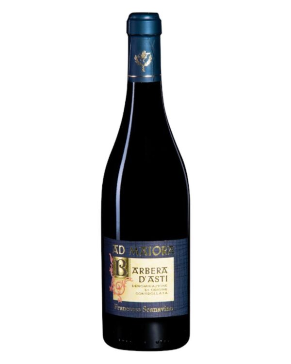scanavino barbera ad maiora bottiglia di vino rosso prodotto in Italia, nella zona delle Langhe astigiane in Piemonte