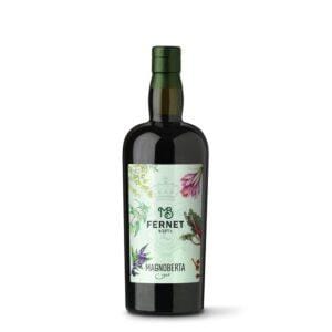 magnoberta Amaro Fernet Menta bottiglia di liquore alle erbe prodotto in Italia, in Piemonte