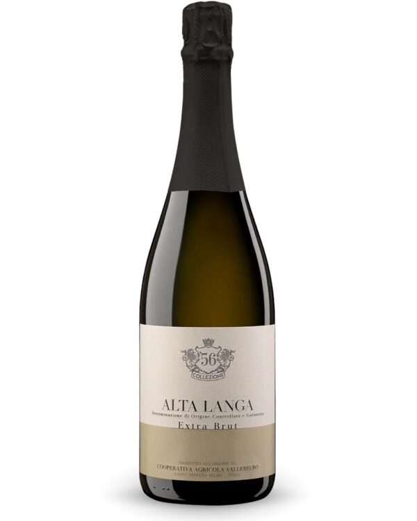 Vallebelbo Alta Langa Collezione 56 bottiglia di vino bianco spumante prodotta in Italia nella zona dell'alta langa da uve pinot nero e chardonnay