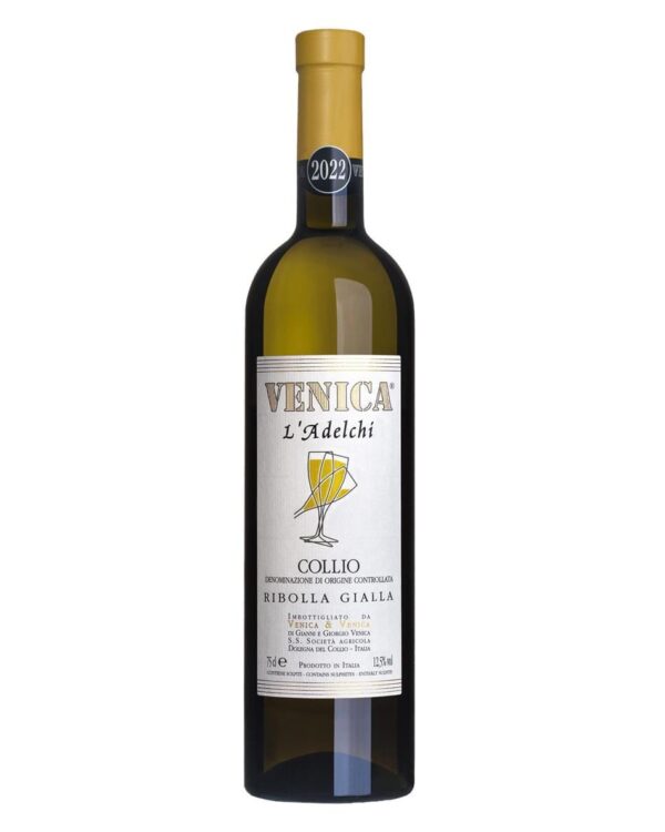 venica ribolla gialla l'adelchi bottiglia di vino bianco prodotto in Italia, nel Collio in Friuli