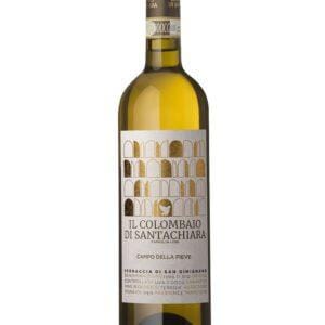 il colombaio di santa chiara vernaccia di san gimignano campo della pieve bottiglia di vino bianco prodotto in Italia, in Toscana