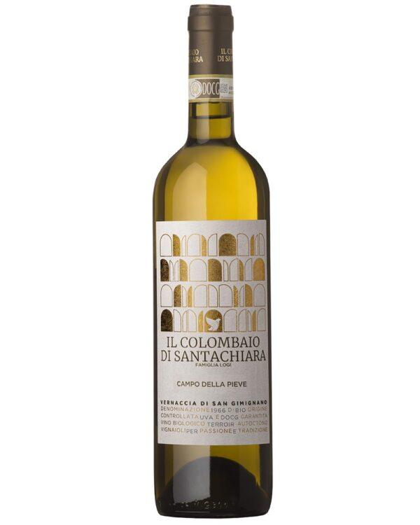 il colombaio di santa chiara vernaccia di san gimignano campo della pieve bottiglia di vino bianco prodotto in Italia, in Toscana