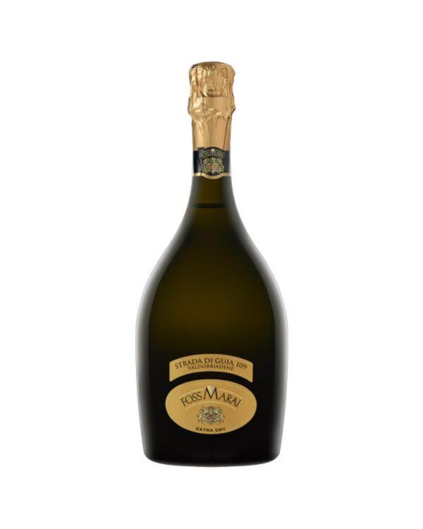 foss marai prosecco valdobbiadene strada di guja extra dry bottiglia di vino spumante prodotto in Italia, nella zona di valdobbiadene da uve glera