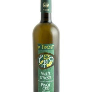 lo triolet pinot gris élevé en barriques bottiglia di vino bianco prodotto in Italia, nella Valle D'Aosta