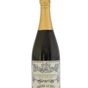 cascina le doti spumante centoventi pas dosè bottiglia di spumante bianco prodotto in Italia, nella zona delle Langhe in Piemonte
