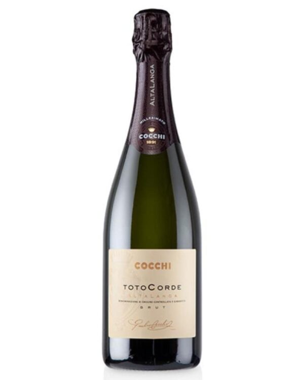 cocchi alta langa totocorde brut bottiglia di spumante bianco prodotto in Italia, nella zona dell'Alta Langa in Piemonte