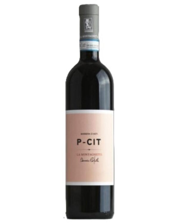la montagnetta barbera d'asti p-cit bottiglia di vino rosso prodotto in Italia, nella zona del Monferrato Astigiano, in Piemonte