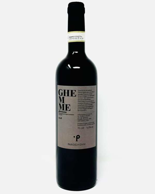paride chiovini ghemme bottiglia di vino rosso prodotto in Italia, nella zona del comune di Ghemme in Piemonte