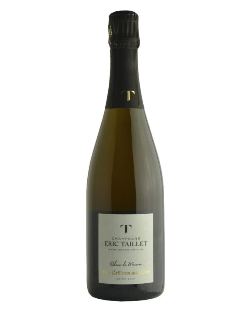 Eric Taillet Champagne Blanc de Meunier Des Grillons aux Clos Extra Brut (0,75lt) Sensazionale 1 eric taillet champagne blanc de meunier des grillons aux clos extra brut bottiglia di spumante prodotta in Francia, nella zona dello champagne