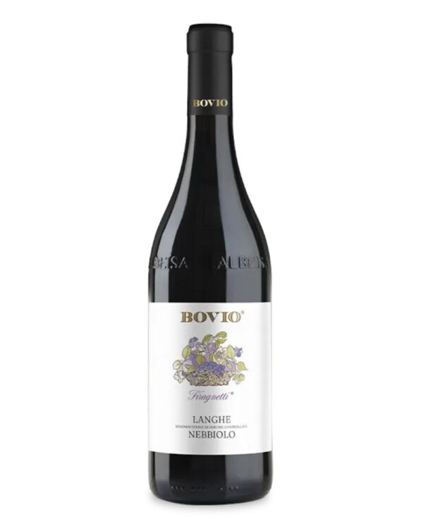 bovio langhe nebbiolo firagnetti bottiglia di vino rosso prodotto in Italia, nelle Langhe in Piemonte