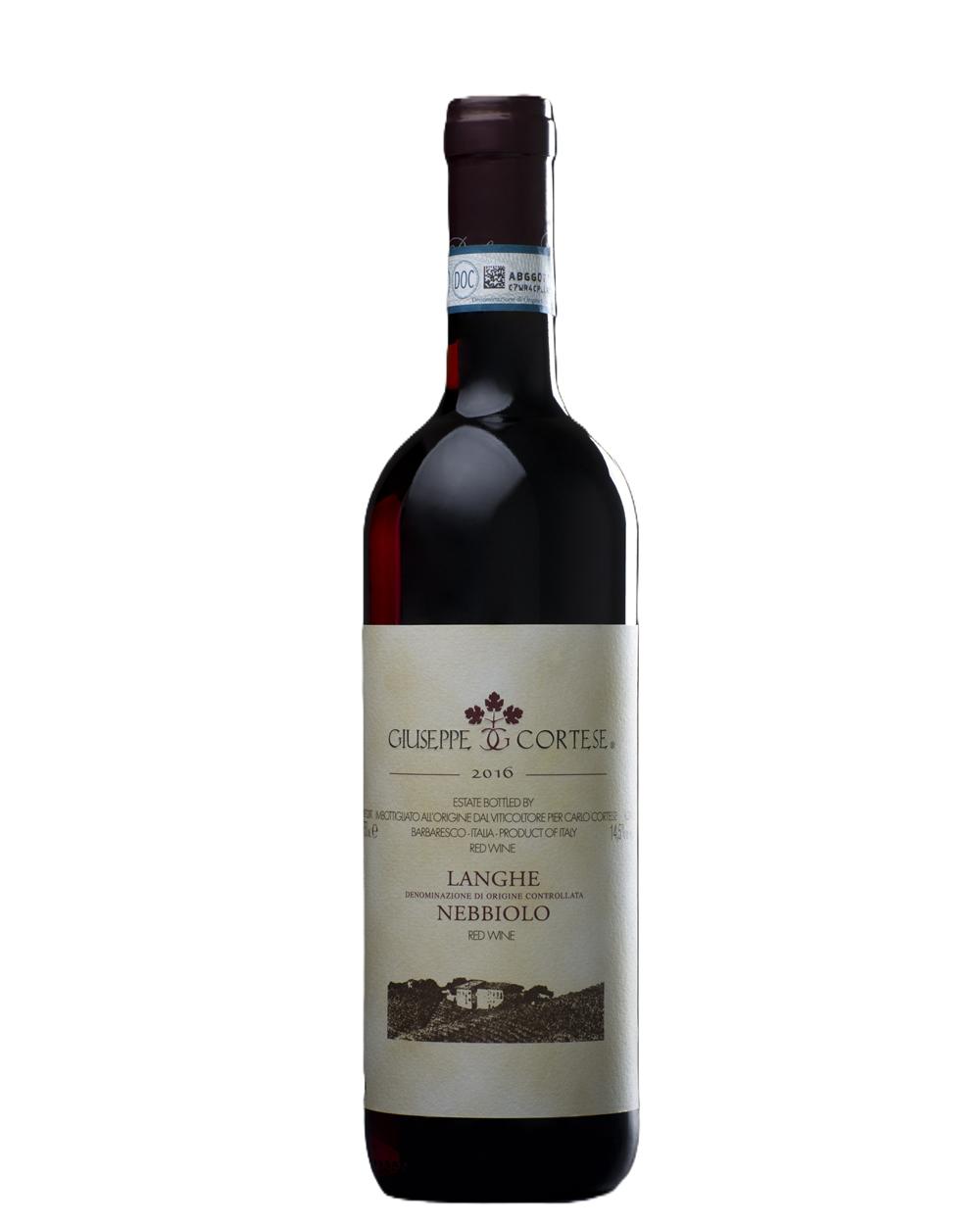 Giuseppe Cortese Langhe Nebbiolo 2021 Notevole 1 giuseppe cortese langhe nebbiolo bottiglia di vino rosso prodotto in Italia, nelle Langhe piemontesi
