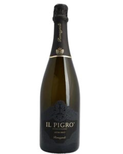 Romagnoli metodo classico Il Pigro dosaggio zero bottiglia di vino spumante bianco prodotto in Italia, nei colli piacentini in Emilia