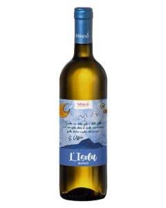 hibiscus isola bianco bottiglia di vino bianco prodotto in Italia, sull'isola di Ustica in Sicilia