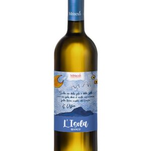 hibiscus isola bianco bottiglia di vino bianco prodotto in Italia, sull'isola di Ustica in Sicilia