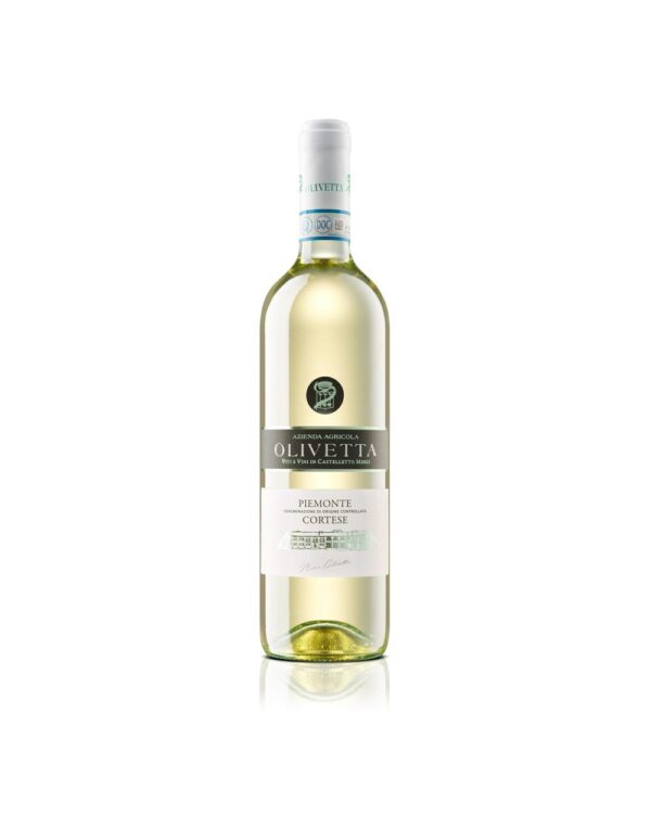 olivetta monferrato cortese bottiglia di vino bianco prodotto in Italia, nel monferrato in Piemonte